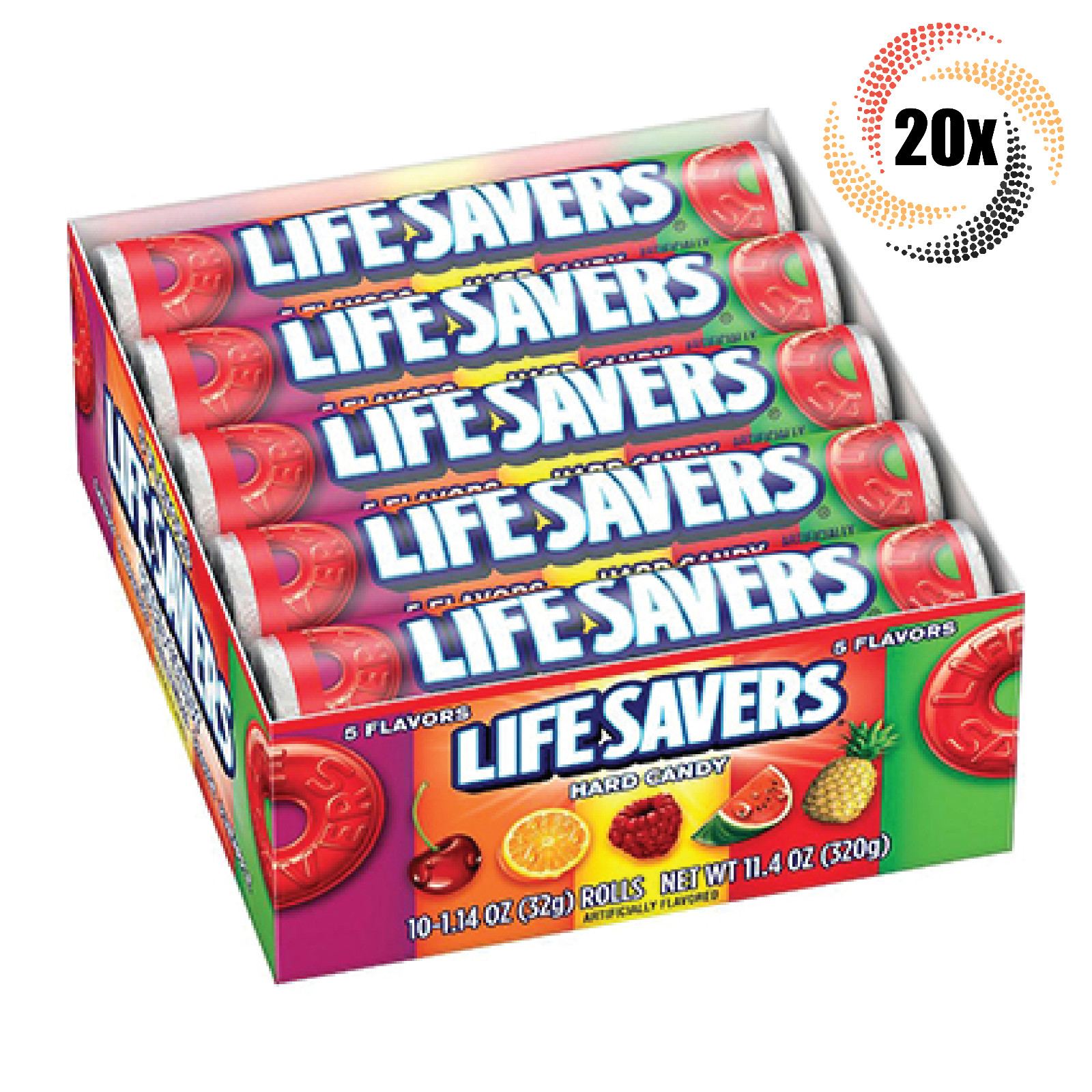 Полная коробка 20 конфет Lifesavers с карамелью 5 вкусов | по 14 конфет в каждой | 1,14 унции