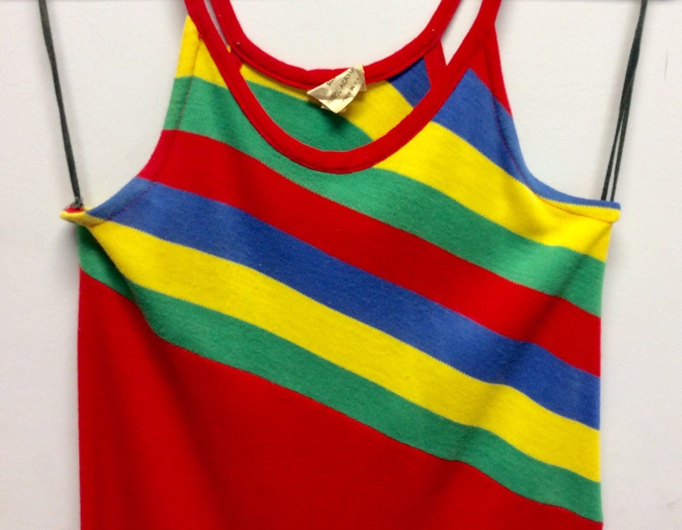 1980s Rainbow Striped Jersey Racerback Sun Dress UK 10 eBay