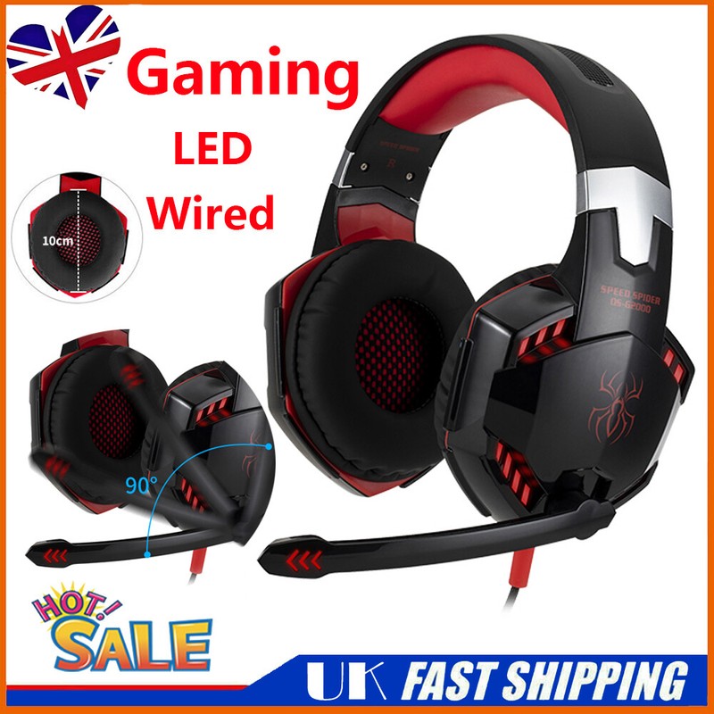 Red LED Gaming Headset Headphone For Xbox One PS4 PS5 Nintendo Switch PC XBOX X