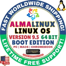 AlmaLinux OS 9.5 | USB Flash Drive | BOOT EDITION | AMD64 for MAC, PC Alma Linux