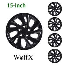 15" Hubcaps Bolt On Black Lacquer Wheel Covers for 17-20 Hyundai Elantra Sedan