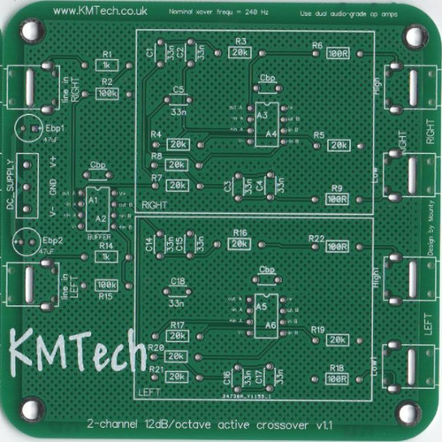 2 Canales 2 Vías 12dB/octava Active Crossover Filtro KMTech NE5532 HAZLO TÚ MISMO PCB - Imagen 1 de 4