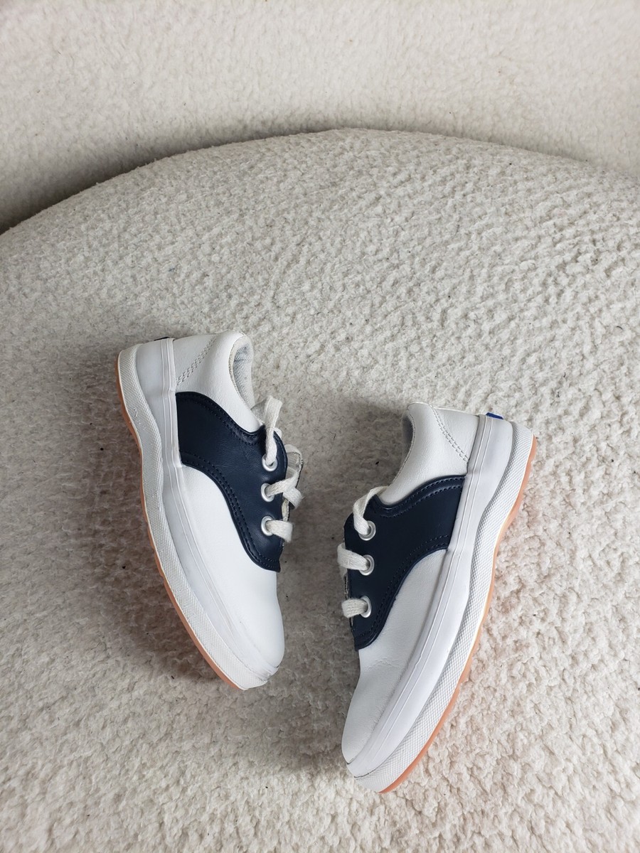 Keds School Days II Girls Oxfords White Navy Leather Lace Up
