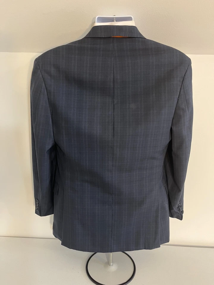 Tallia navy blue Glen plaid windowpane sport jacket men's size 38r 2B2V - Image 3 of 4
