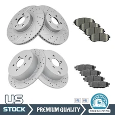 Front Rear Drilled Rotors Ceramic Brake Pads for 2014-2018 Subaru Forester 2.5L
