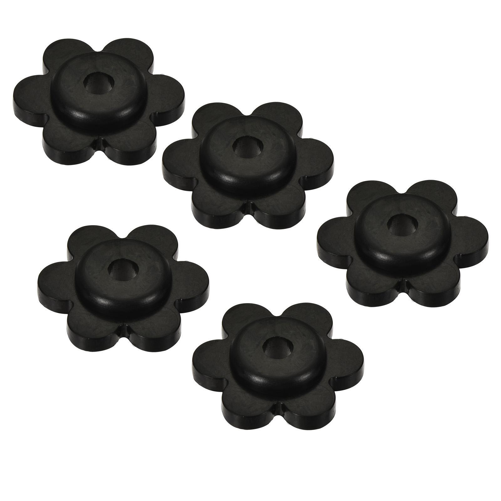 Jardín Bandera Tapones, Goma Topes Anti-Viento Accesorios Flor Forma Negro, 5pzs