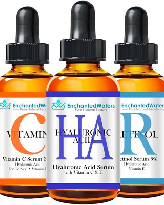 RETINOL + HYALURONIC ACID + VITAMIN C Anti-Aging Wrinkle Gel-Cream-Serum 3-Pack