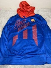FCB Kids Blue Pullover Hoodie Soccer, Futbol. Size Large. FC Barcelona
