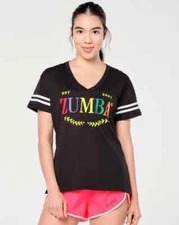 Zumba Prep Loose Fit V-Neck Top - Bold Black ~ XS  S  M  L  XL ~ Free Ship! New!
