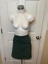 J.McLaughlin Blue  Green Tweed Metallic Pencil Skirt, Size 2