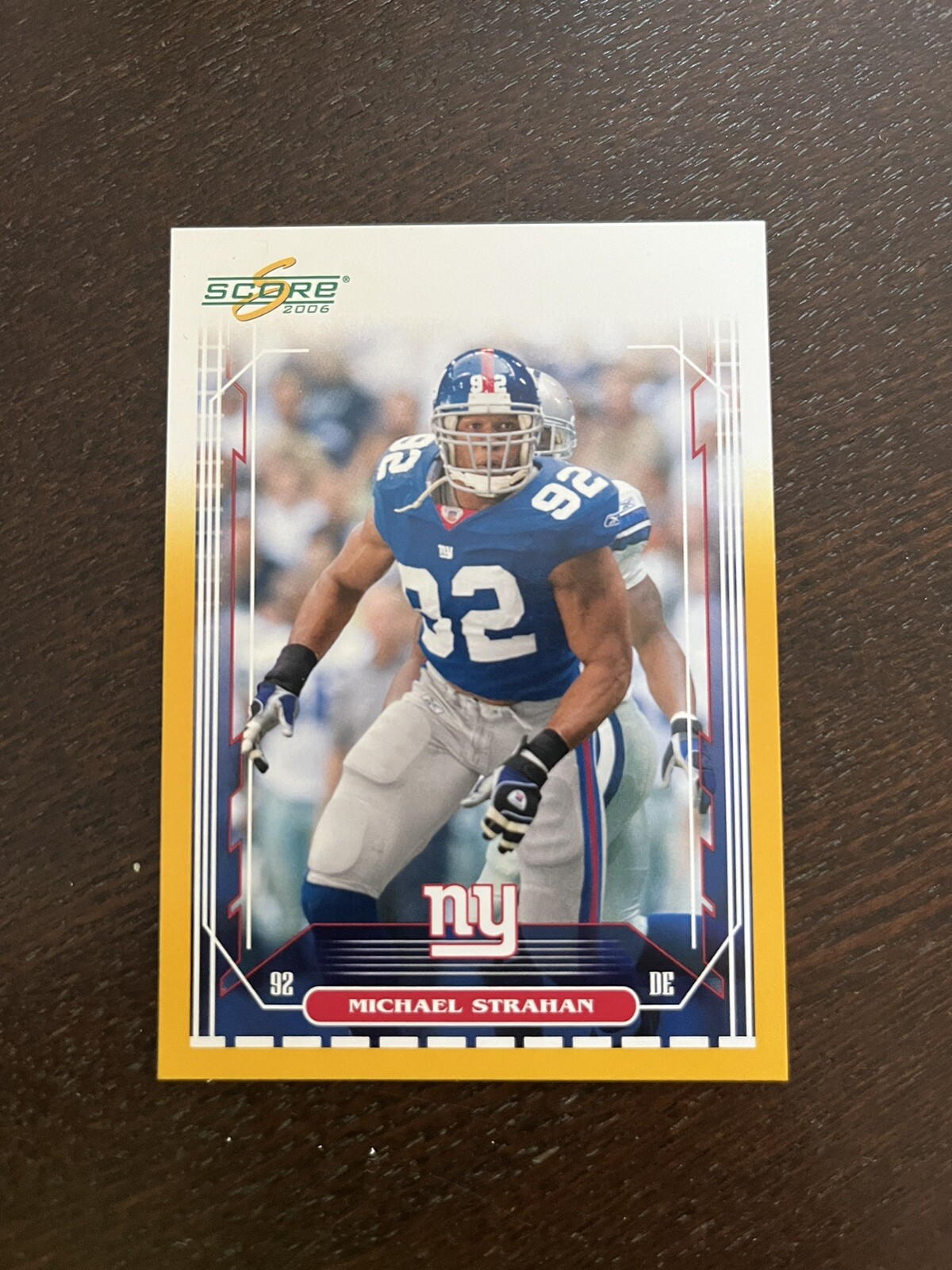 Michael Strahan SP 2006 Score #185 GOLD #/600 NY Giants