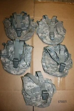 (5) US Military 1 QT MOLLE ACU Camo Canteen Cover Carrier Utility Pouch Damaged