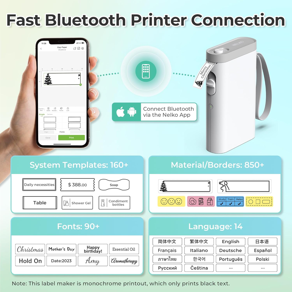 Bluetooth Label Maker P21 with Tape - Wireless Mini Portable Label Printer