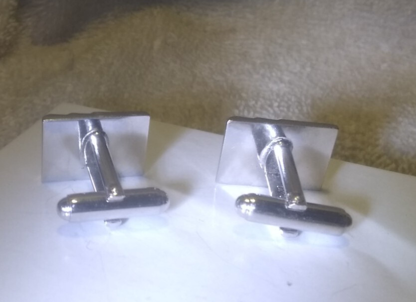 Anson Silver Shiny Rectangle Square Sectioned Cuf… - image 4