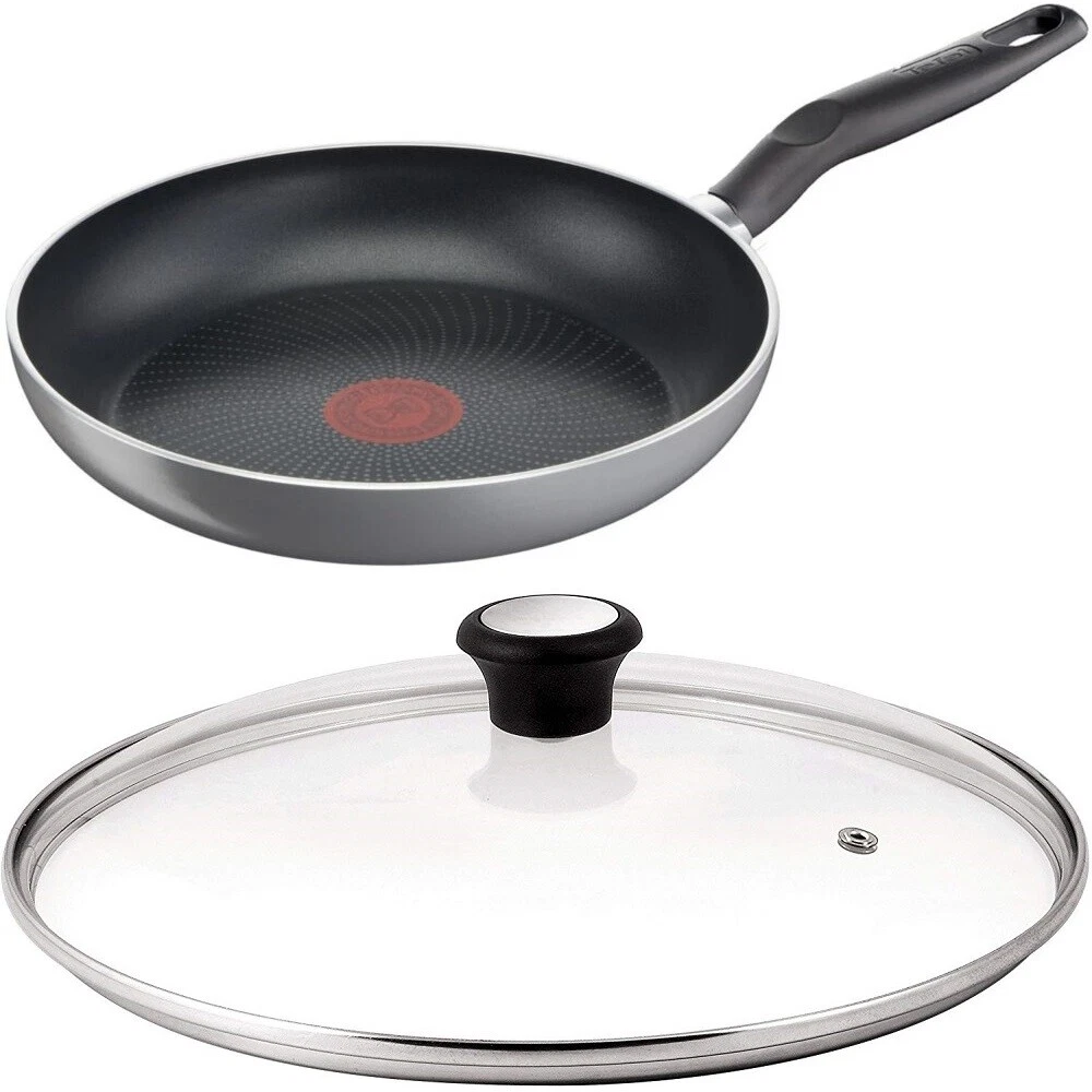 Tefal Super Start 28cm Fry Pan with Glass Lid Titanium Non Stick Induction Grey