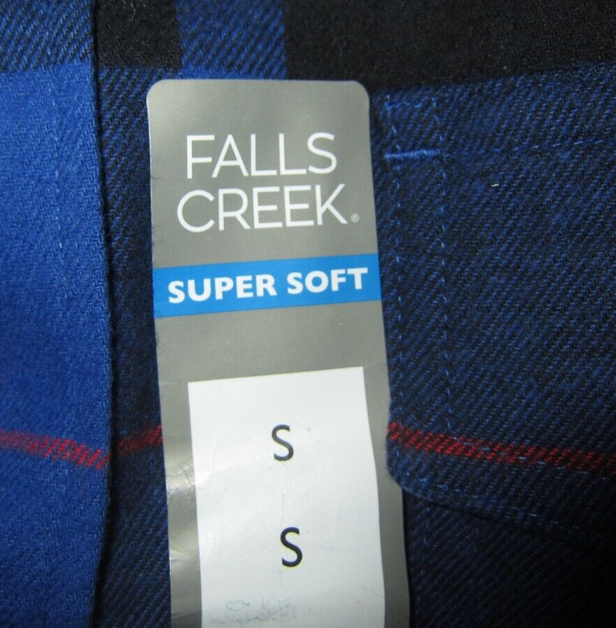 Falls Creek Flannel Shirt Men's Small Super Soft NEW Blue Plaid