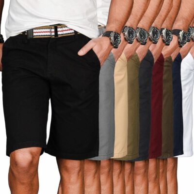 Stylische Herren Shorts kurze Chino Sommer Hose mit Gürtel Short Bermuda BW096