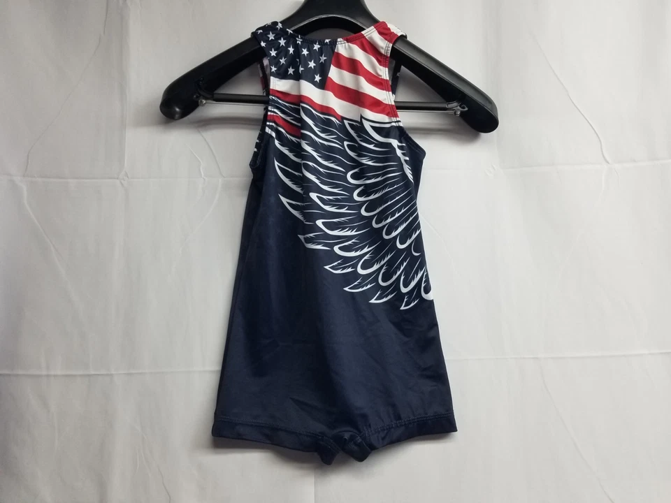 GK ELITE Gymnastics Leotard SINGLET Olympic USA Boys EAGLE Flag CLX - Image 2 of 4