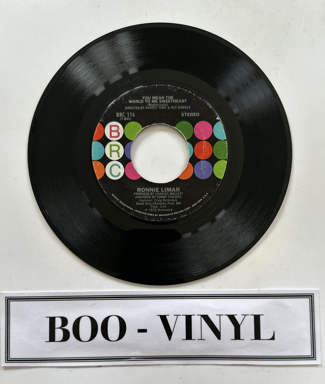 Ronnie Limar 45 ~You Mean The World To Me Sweetheart~ Funk Soul Ex Condition