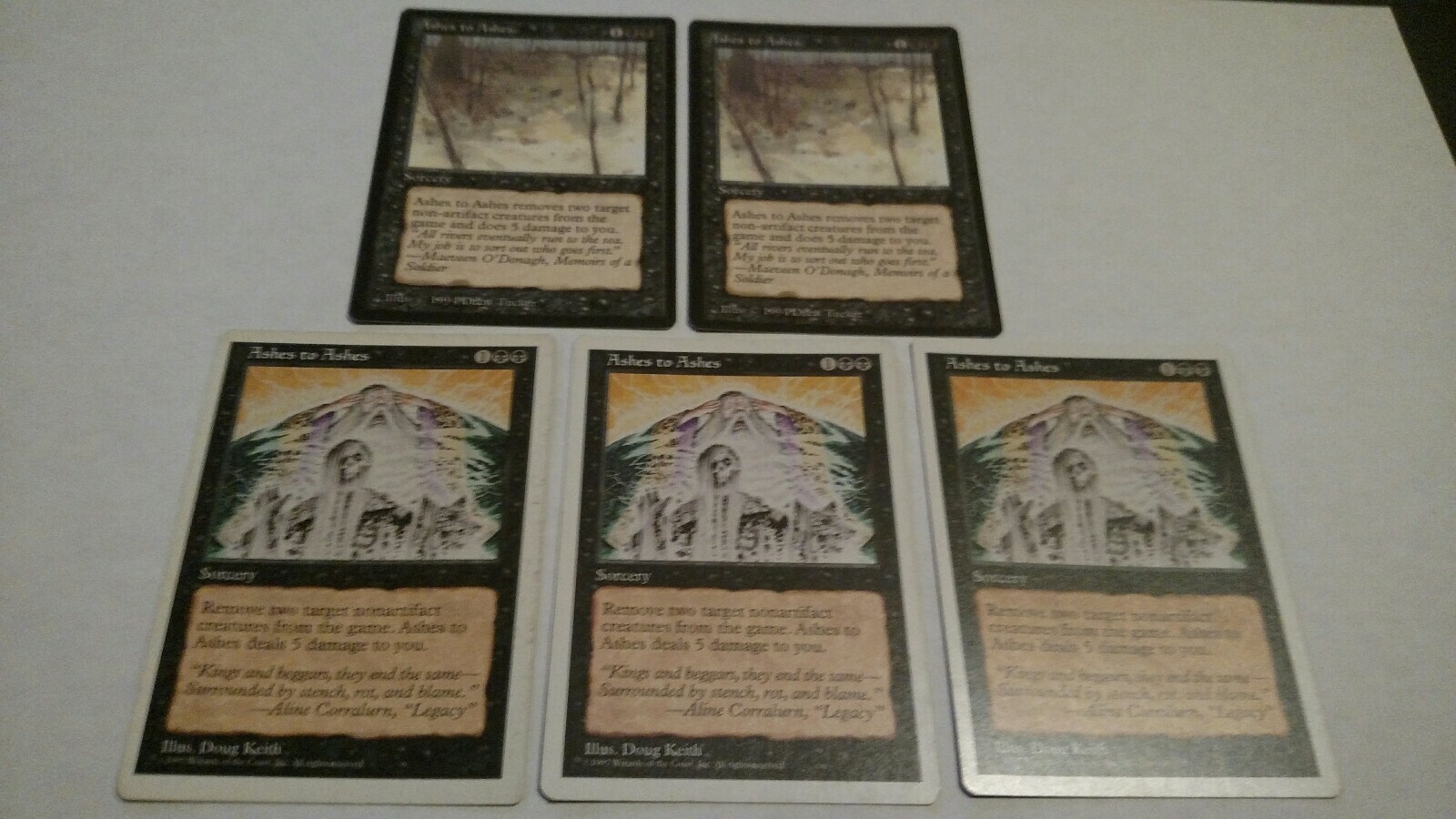 5x MTG Ashes To Ashes ,3 from 5th Edition 2 from The Dark NM Magic the Gathering