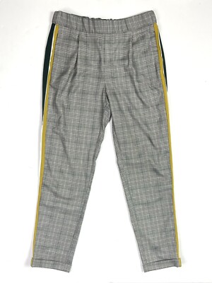 Zara Trafaluc Plaid Pants Women's XS Green Yellow Stripe