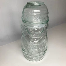 Libbey Christmas Clear Glass Santa Claus St. Nick Apothecary Candy Jar Canister
