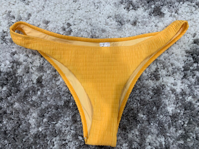TOPSHOP Womens Bikini Swim Bottom Smocked Yellow size 12 Large