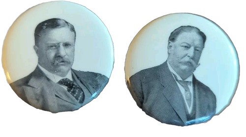 William Howard Taft & Teddy Roosevelt Buttons Pins 27 POTUS Menge 2