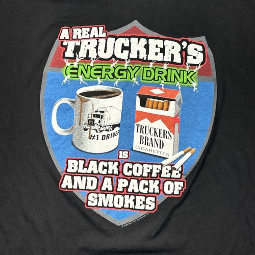 Big Rig Outfitters Men XXL Black Tshirt Real Truckers Energy Drink Work Driving - Picture 2 of 8