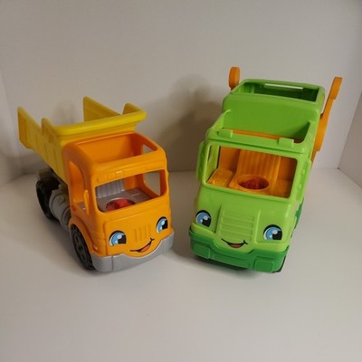 Fisher Price Little People Talking Dump Truck And Garbage Truck. Lot Of 2 Trucks