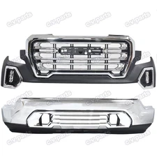 Front Bumper Complete Assembly Kit Chrome For 2019 2020 2021 GMC Sierra 1500