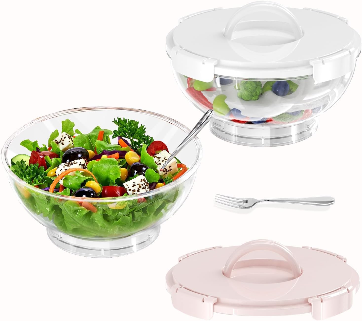2Pack Large Leakproof Salad Bowl W/ Ice Pack & Fruit Forks Fridge Food Container