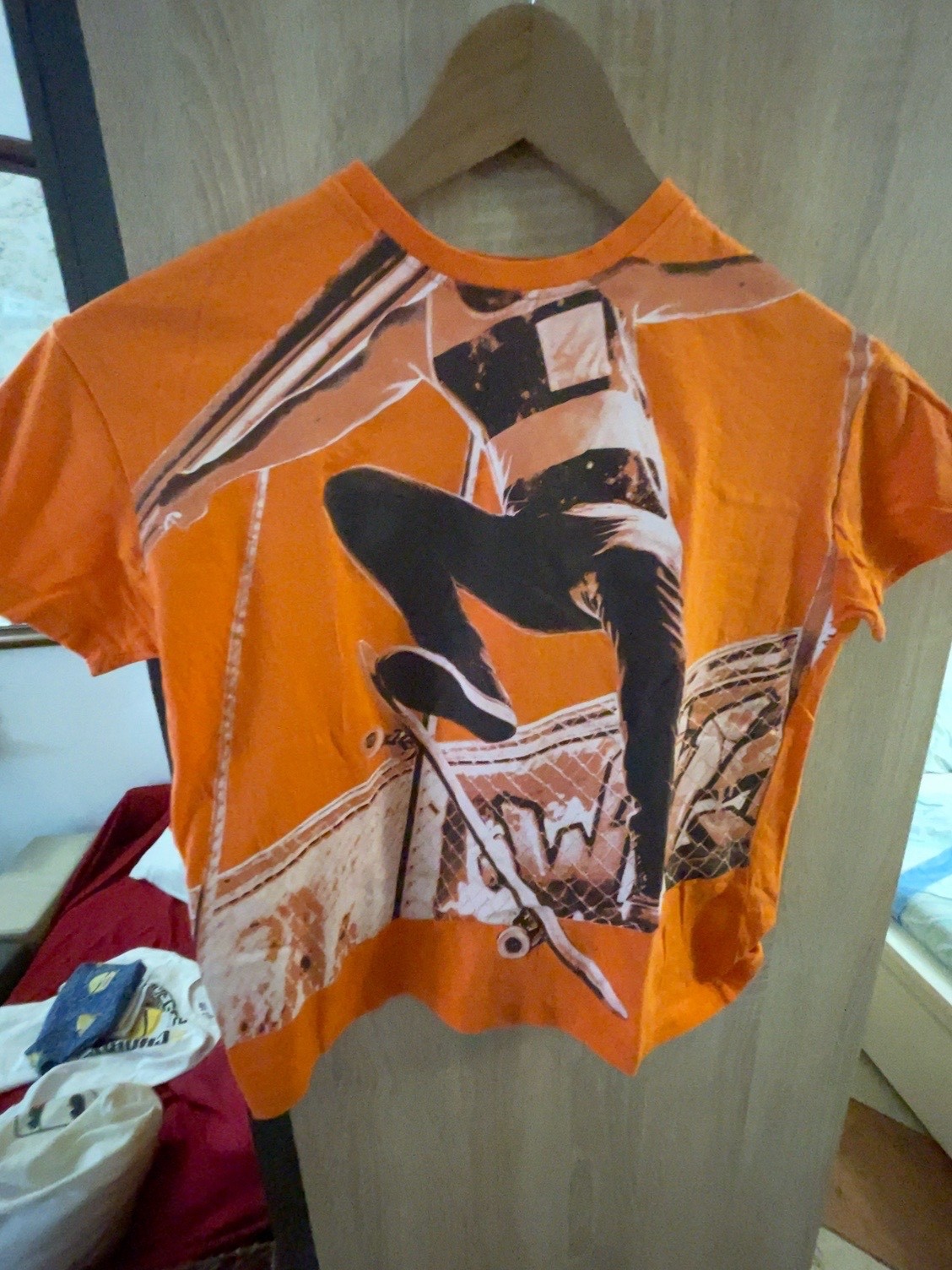 Terranova Kids T-Shirt Bambino 8-9 Anni 128-134 cm Arancione Skateboard Usata