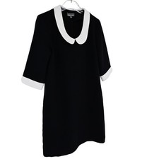 Vintage Made in Paris Queenie Black White Peter Pan Collar Dress Modèle Déposé