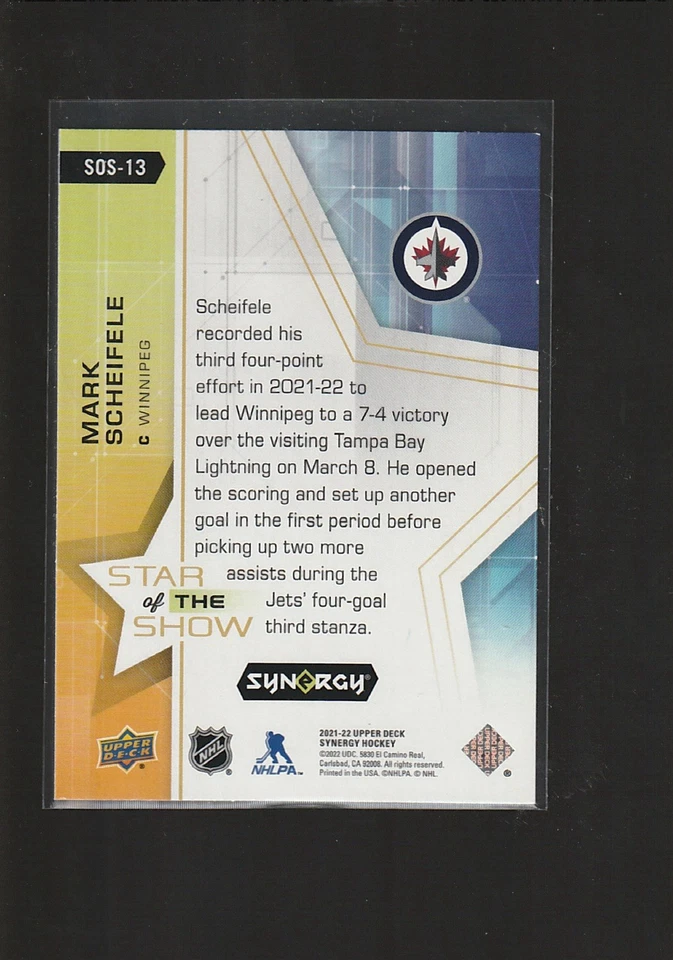 2021-22 Upper Deck Synergy Star of the Show Mark Scheifele #SOS-13 Winnipeg Jets - Image 2 of 2