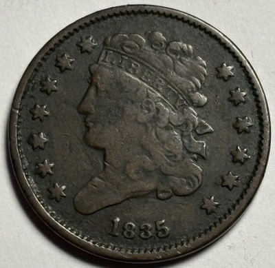 1835 Classic Head Half Cent   Circulated   Original Surfaces 
