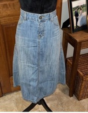 Vintage Tommy Hilfiger Women  s Denim Midi Skirt Size 10