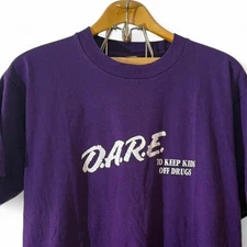 Screen Stars Best 80s Vintage D.A.R.E T-Shirt Purple  sz XL