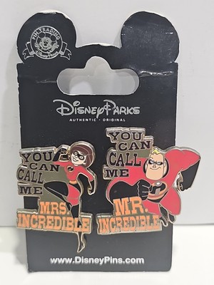 Disney Parks Pin Mr & Mrs Incredibles 2 You Can Call Me Pin Set 2018
