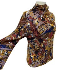 Issey Miyake Pleats Please Multicolor Blouse Turtleneck Top Shirt Splatter Paint