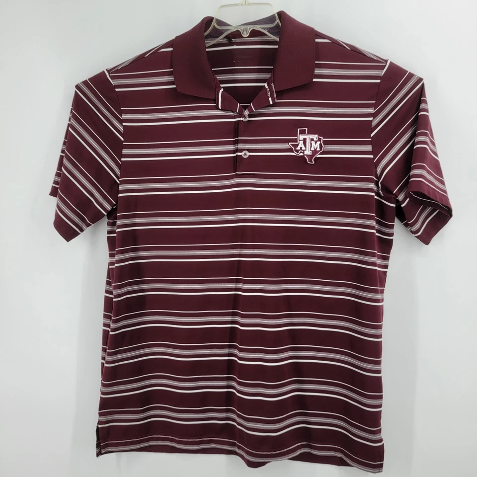 Texas AM Aggies Polo Shirt Mens Large Red Gray Adidas Short Sleeve Golf Football - Image 2 of 4