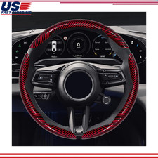 Carbon Fiber Steering Wheel Cover 3pcs Anti-slip Segmented Snap-on Ucolor Red Carbon Fiber Steering Wheel Cover 3pcs Anti-slip Segmented Snap-on Ucolor Red