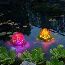 Solar Floating Pool Lights Outdoor Lotus Pond Decoration Lighting Lotus-2pack