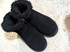 UGG Women's Black Suede Faux Fur Lined Bootie Pull On 6