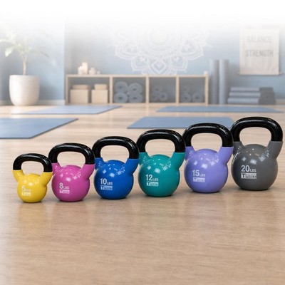 Body-Solid 5-20 lb. Vinyl Kettlebell Set with Rack