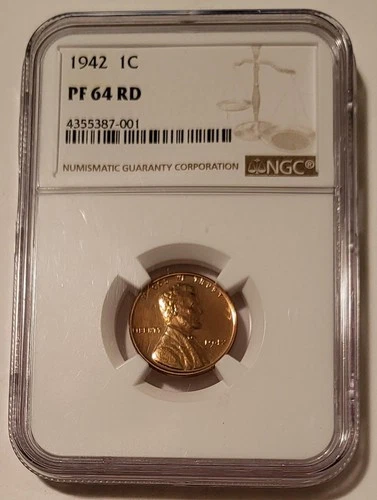 1942 Lincoln Wheat Cent PF64 RED NGC Low Proof Mintage
