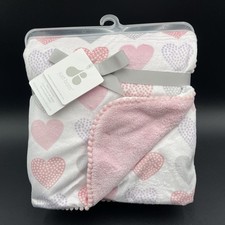 Just Born Heart Baby Blanket Plush Pom Pom Trim