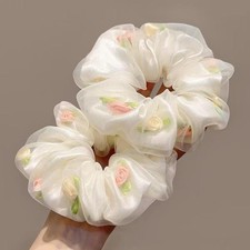 Sweet Korean Style Summer Accessories Mesh Hair Ties Floral Scrunchies