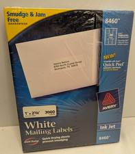Avery White Printable Address Mailing Labels 1" x 2-5/8" 8460 Ink Jet