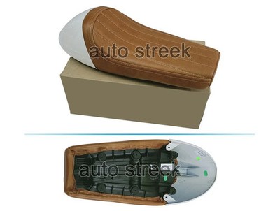 For Royal Enfield GT & INTERCEPTOR 650 D1 Leather Single Seat & White Cowl